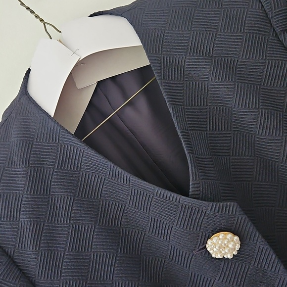 Akris Silk Wool-blend Short‎ Sleeve Blazer Jacket Pearls Twee Luxury Size 10 - Picture 4 of 14